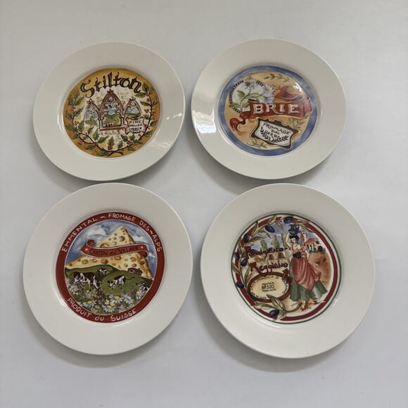 Vintage Cheese Appetizer Plates by Restoration Hardware Set of 4 Charcuterie - Picture 1 of 11